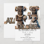 Hawaiianische polynesische Tiki Bride Groom Verlob Einladung (Vorne/Hinten)