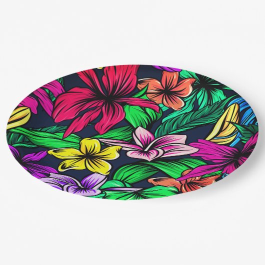 Hawaiianische Printwerbung Pappteller (Schrägansicht)