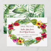 Hawaiianische Radiant Tropical Floral Save the Dat Date (Vorne/Hinten)