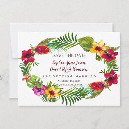 Hawaiianische Radiant Tropical Floral Save the Dat Date (Vorderseite)