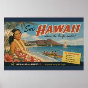 Hawaiianische Reisewerbung im Vintage-Stil Poster
