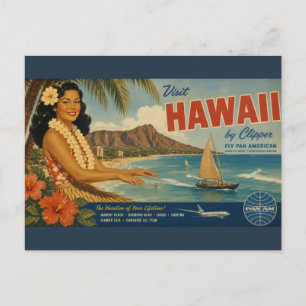Hawaiianische Reisewerbung im Vintage-Stil Postkarte
