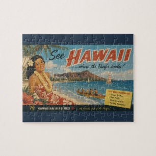 Hawaiianische Reisewerbung im Vintage-Stil Puzzle