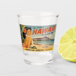 Hawaiianische Reisewerbung im Vintage-Stil Schnapsglas