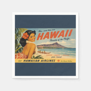 Hawaiianische Reisewerbung im Vintage-Stil Serviette