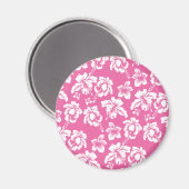 Hawaiianische Rosa Blume Magnet (Vorderseite/Rückseite)