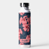 Hawaiianische rosa Blume Niedliches Blumenmuster Trinkflasche (Links)