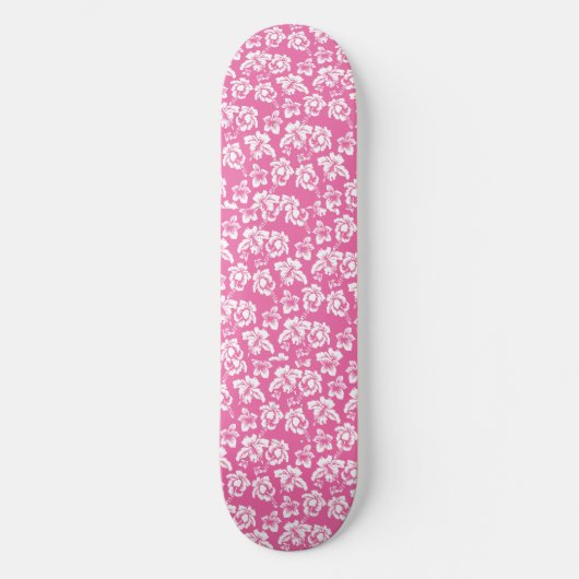 Hawaiianische Rosa Blume Skateboard (Vorderseite)