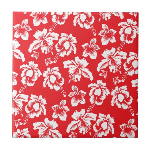 Hawaiianische Rote Blume Fliese (Vorderseite)