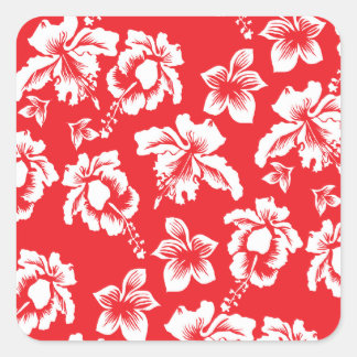 Hawaiianische Rote Blume Quadratischer Aufkleber