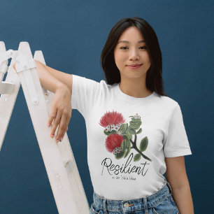 Hawaiianische rote Lehua-Blumen-Aquarell-Resilienz T-Shirt