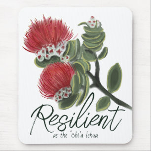 Hawaiianische rote Lehua-Blumen-Wasserfarbe Resili Mousepad