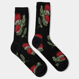 Hawaiianische rote Lehua-Tropenblumen-Aquarell-Soc Socken