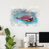 Hawaiianische Schildkröte Aquarellmalerei Poster (Heimbüro)