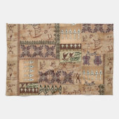 Hawaiianische Segelkanone und Petroglyph Tapa Geschirrtuch (Horizontal)