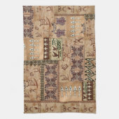 Hawaiianische Segelkanone und Petroglyph Tapa Geschirrtuch (Vertikal)