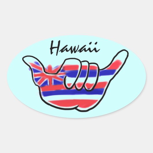 Hawaiianische Shaka-Symbol unter der Flagge eines  Ovaler Aufkleber (Vorderseite)