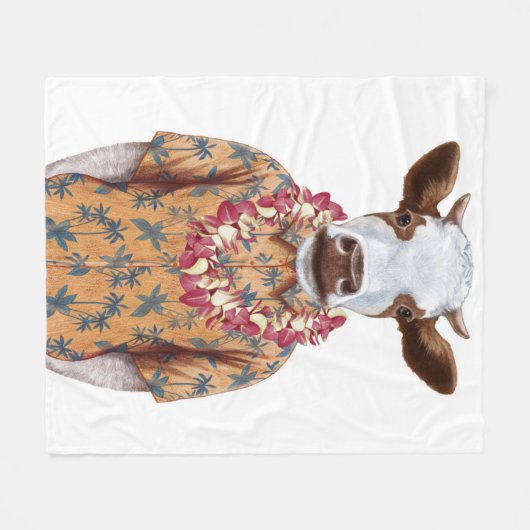 Hawaiianische Shirt-Kuh Fleecedecke (Vorderseite (Horizontal))
