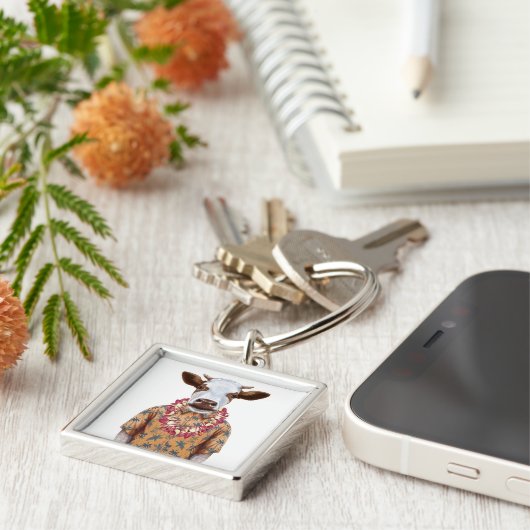 Hawaiianische Shirt-Kuh Schlüsselanhänger (Seite)