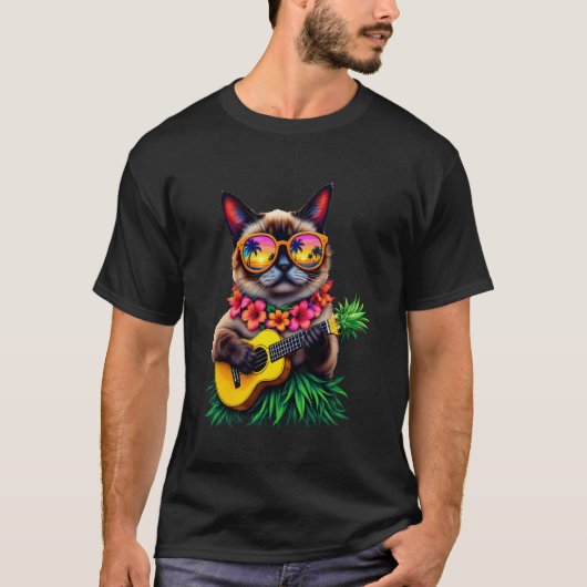 Hawaiianische Siamkatze & Ananas Ukulele Summer Va T-Shirt (Vorderseite)