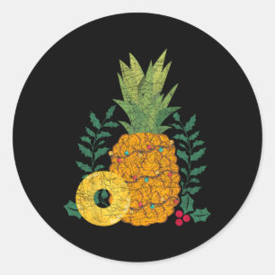 Hawaiianische Sommerfrucht Ananas Tropisches Weihn Runder Aufkleber