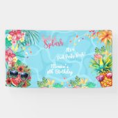 Hawaiianische Splash Sommerpool Geburtstagsbash Banner (Horizontal)