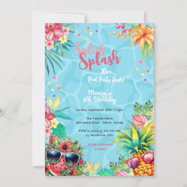 Hawaiianische Splash Sommerpool Geburtstagsbash Einladung
