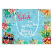 Hawaiianische Splash Sommerpool Geburtstagsbash Große Geschenktüte (Rückseite)