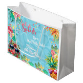 Hawaiianische Splash Sommerpool Geburtstagsbash Große Geschenktüte (Vorderseite Schrägansicht)