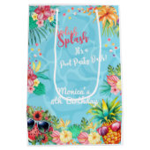 Hawaiianische Splash Sommerpool Geburtstagsbash Mittlere Geschenktüte (Rückseite)