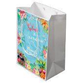 Hawaiianische Splash Sommerpool Geburtstagsbash Mittlere Geschenktüte (Rückseite Schrägansicht)