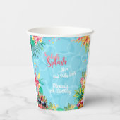 Hawaiianische Splash Sommerpool Geburtstagsbash Pappbecher (Rückseite)