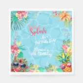 Hawaiianische Splash Sommerpool Geburtstagsbash Serviette (Vorderseite)