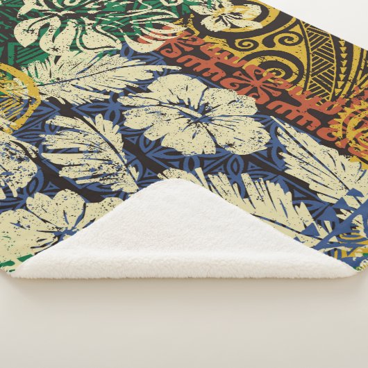 Hawaiianische Stammeselemente und Hibiskus-Stoffpf Sherpadecke (3/4)