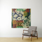 Hawaiianische Stammeselemente und Hibiskus-Stoffpf Wandteppich (Beispiel (Horizontal))