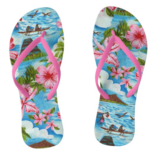 Hawaiianische Szenen Flip Flops Badesandalen (Fußbett)