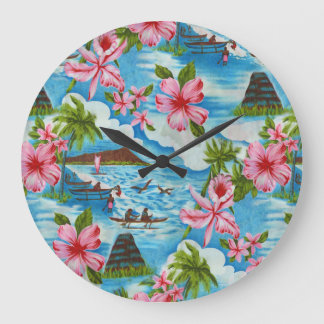 Hawaiianische Szenen in Pastellfarben - Uhr