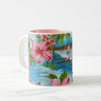 Hawaiianische Szenen in Pastellfarben Zweifarbige Tasse