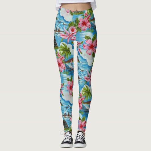 Hawaiianische Szenen Leggings (Vorderseite)