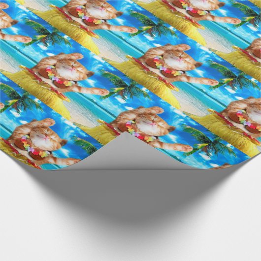 Hawaiianische Tänzerkatze Geschenkpapier (Ecke)
