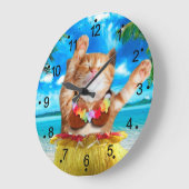 Hawaiianische Tänzerkatze Große Wanduhr (Winkel)