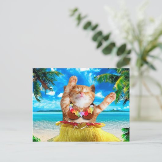 Hawaiianische Tänzerkatze Postkarte (Stehend Vorderseite)