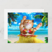 Hawaiianische Tänzerkatze Postkarte (Vorne/Hinten)