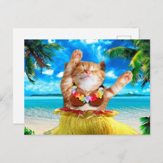 Hawaiianische Tänzerkatze Postkarte (Vorne/Hinten)