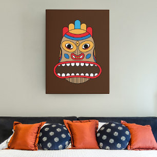 Hawaiianische Tiki-Maske Leinwanddruck