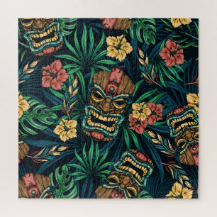 Hawaiianische Tiki-Maske Tropical Pattern Puzzle