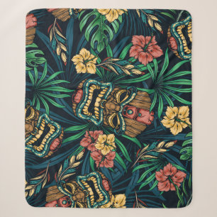 Hawaiianische Tiki-Maske Tropisches Muster Sherpadecke
