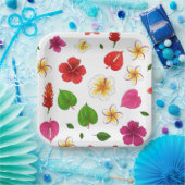 Hawaiianische Tropenblumen Pappteller (Party)