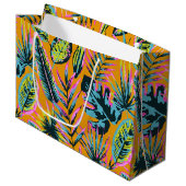 Hawaiianische tropische Blätter und Pflanze Druckm Große Geschenktüte (Vorderseite Schrägansicht)