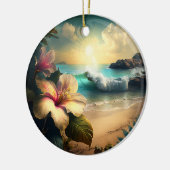 Hawaiianische tropische Blume am Beach Ornament (Links)